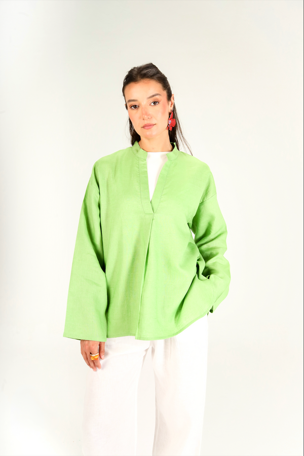 Mandarin Shirt in Lime