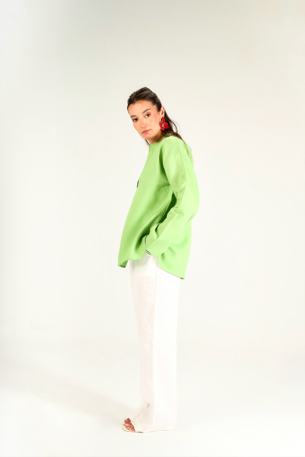 Mandarin Shirt in Lime