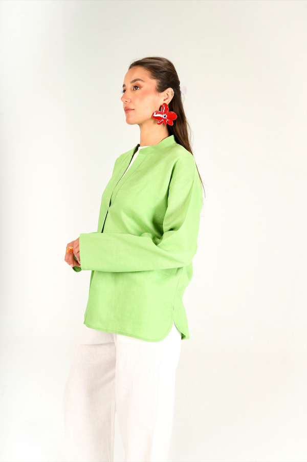 Mandarin Shirt in Lime