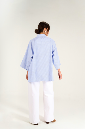 Boxy Striped Shirt in Blue