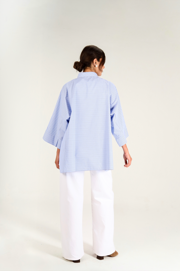 Boxy Striped Shirt in Blue