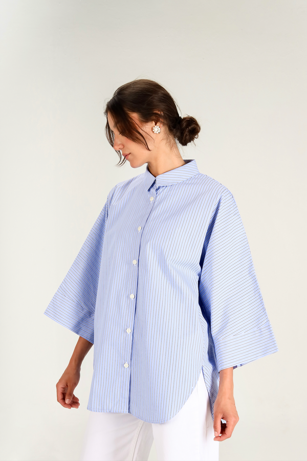 Boxy Striped Shirt in Blue