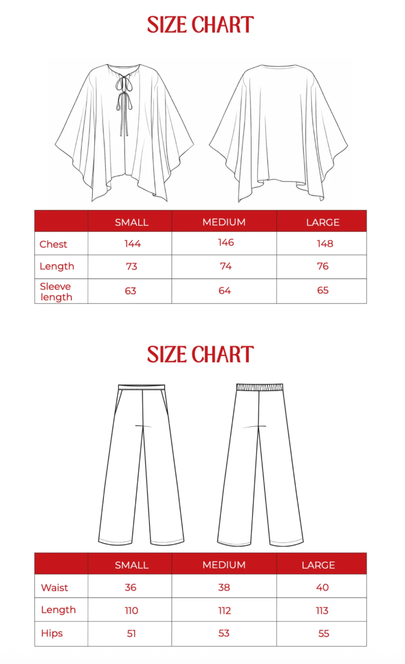 Product size guide