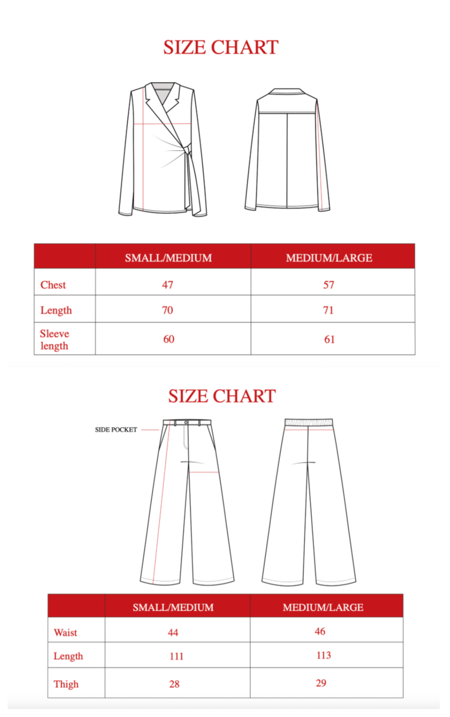Product size guide