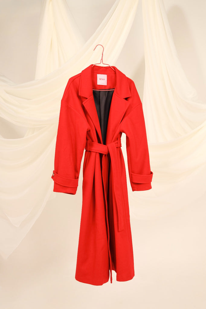 Midnight in Paris Coat in Red