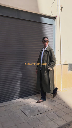 Long Oversized Trench in Olive